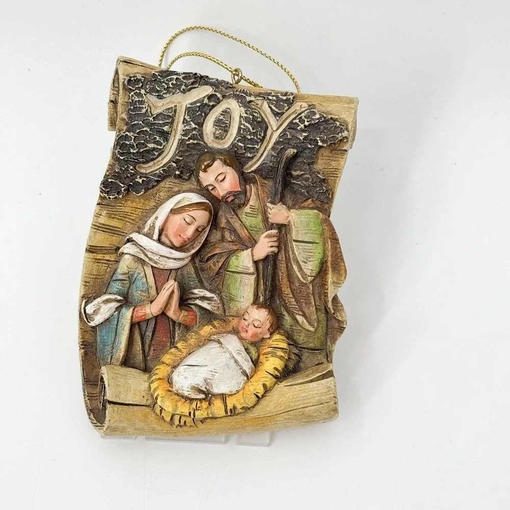 Lot of 5 Christmas Ornaments Bacon, Nativity, Santa Log, S'mores, Laser-Cut Tree